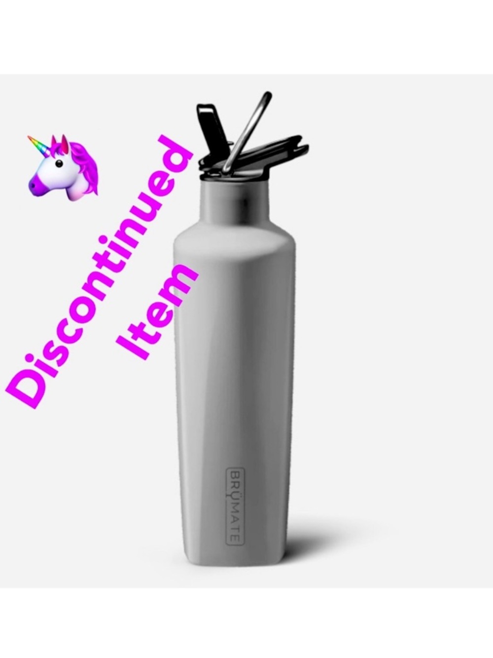 NEW! BRUMATE Rehydration Mini Bottle Concrete Grey Glossy Finish 16oz NEW IN BOX